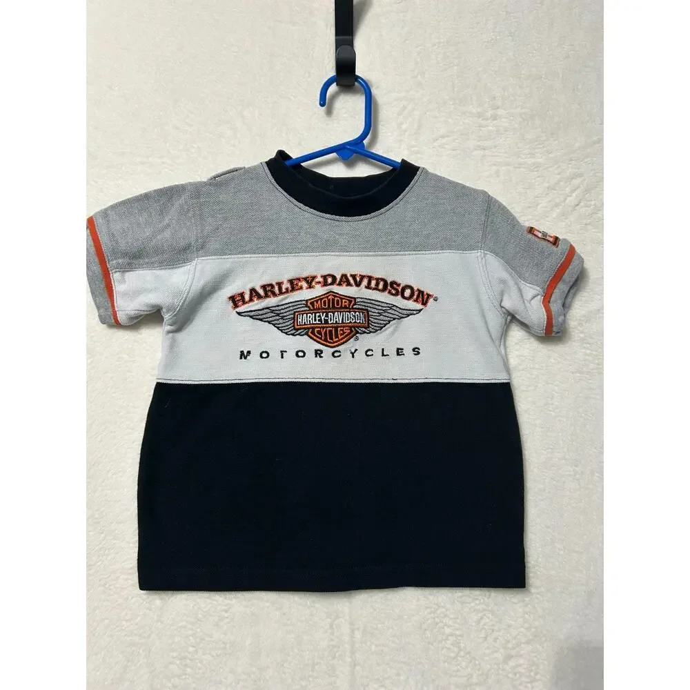 Harley Davidson Toddler Size 2 Piece Outfit Embroidered Shirt Pants